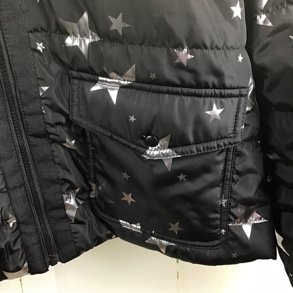 Live Well Active Women’s Black With Silver Star Hooded Puffer Jacket Sz. M - Picture 4 of 11